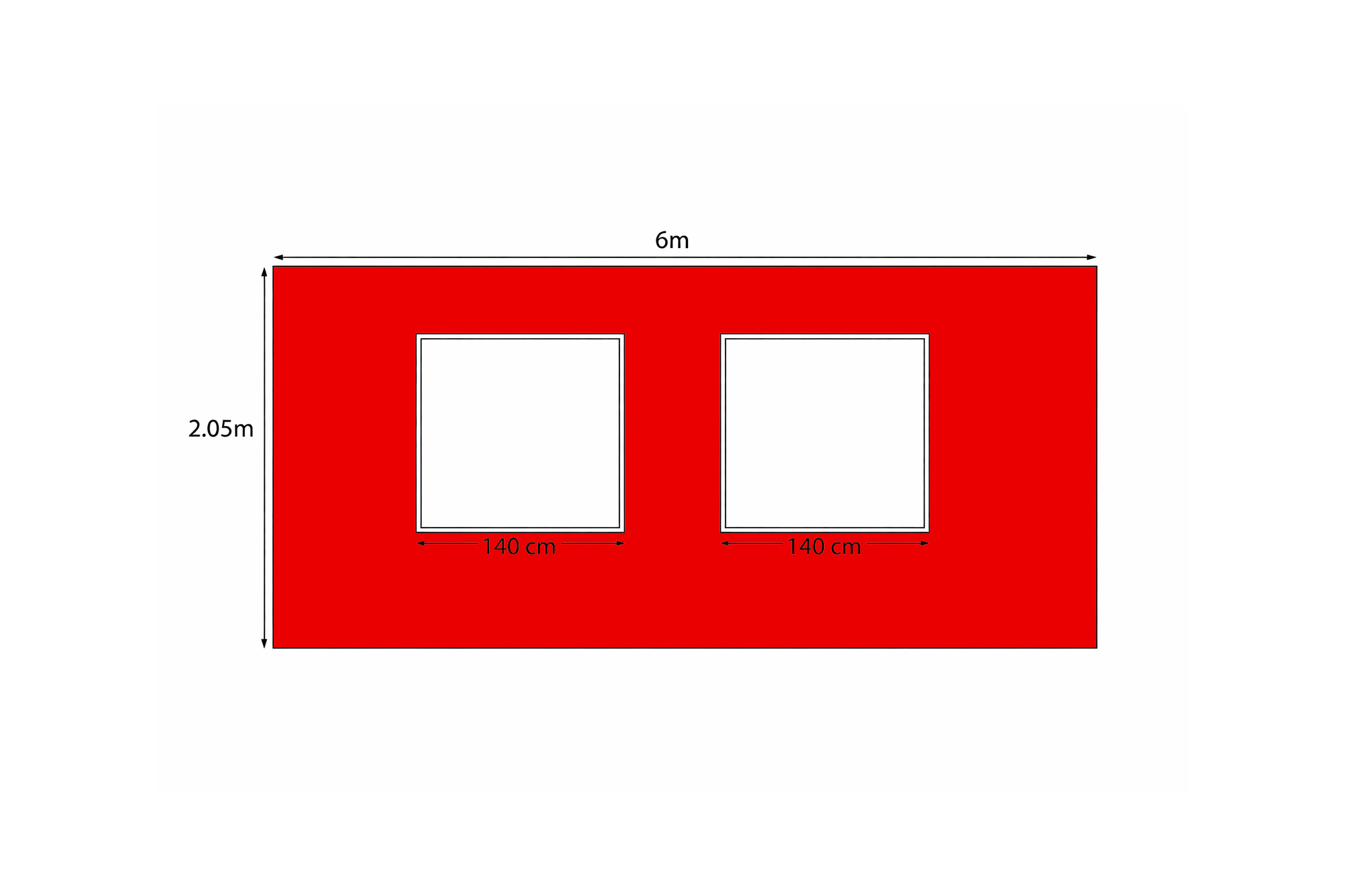 Rood 6 x 3 m