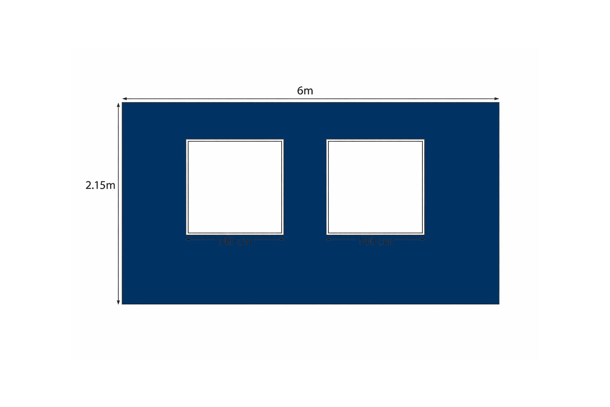 Marineblauw 6 x 4 m